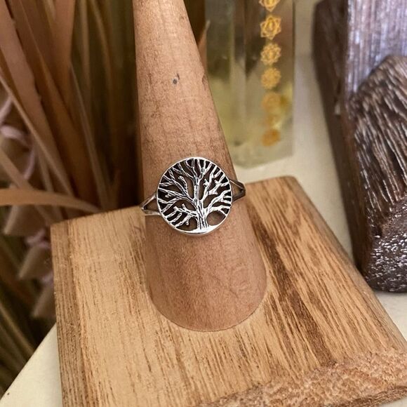 Tree Of Life Sterling Silver Ring Size 9 - Picture 3 of 5
